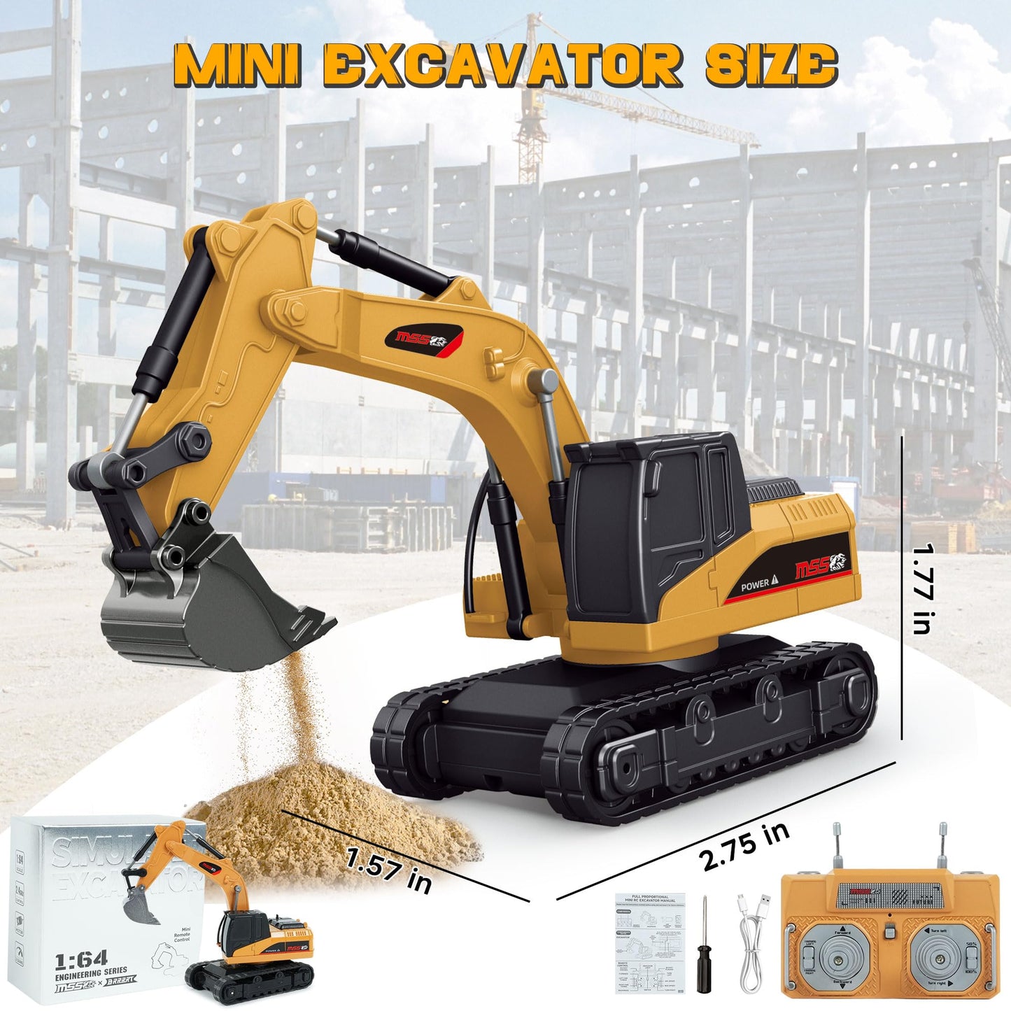 1/64 Bluetooth RC Mini Metal Excavator Rechargeable | KrabGame - KrabGame