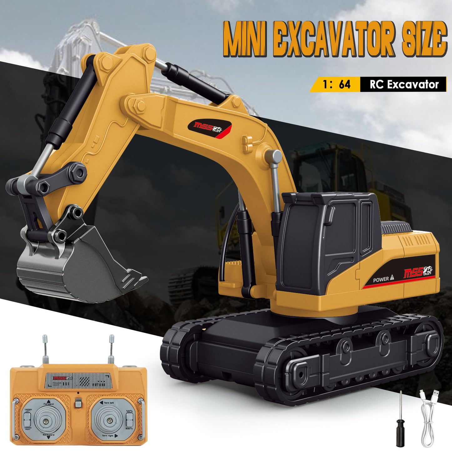 1/64 Bluetooth RC Mini Metal Excavator Rechargeable | KrabGame - KrabGame