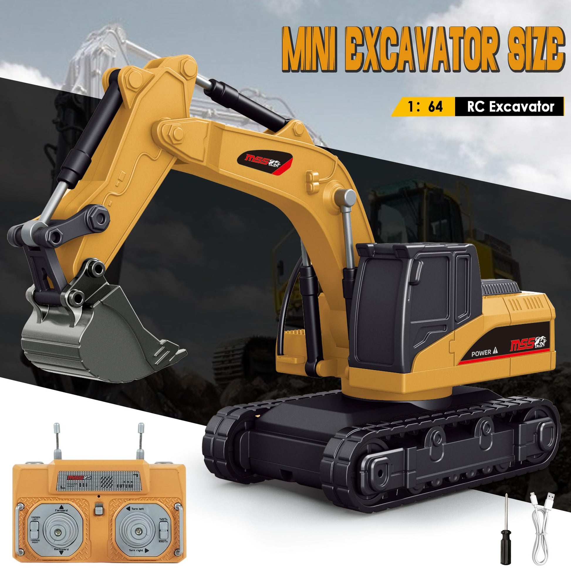 1/64 Bluetooth RC Mini Metal Excavator Rechargeable | KrabGame - KrabGame